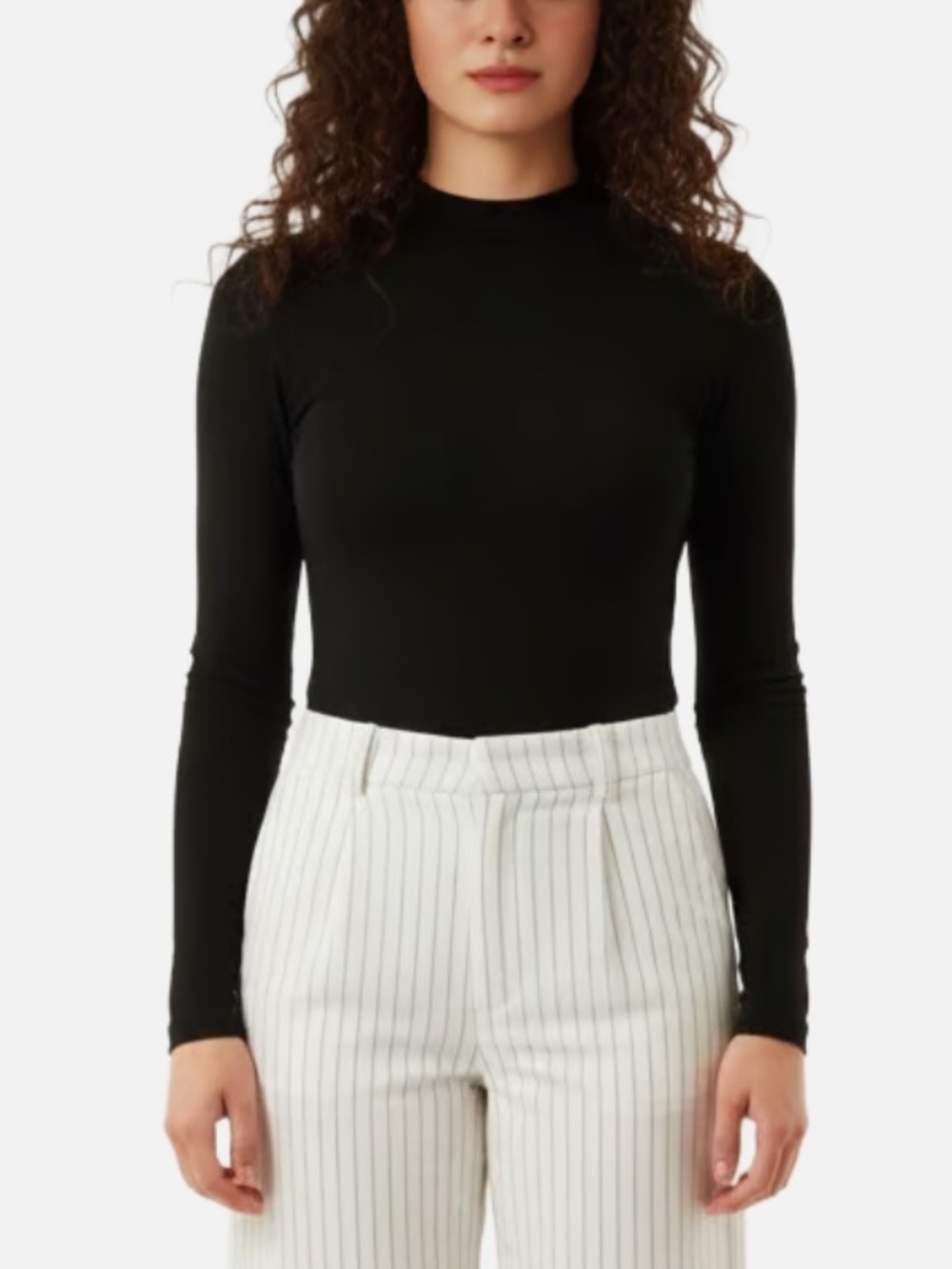 Black Long-Sleeve Mock Neck Bodysuit